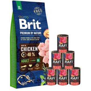 BRIT Premium By Nature Adult Extra Large XL 15 kg + Nassfutter mit Rind 6x400 g