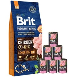 BRIT Premium By Nature Senior Small Medium S+M 15 kg + Nassfutter mit Truthahn 6x400 g