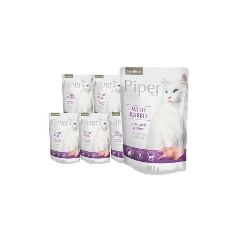 DOLINA NOTECI PIPER Animals Kaninchenfutter für Katzen nach der Sterilisation 10x100 g