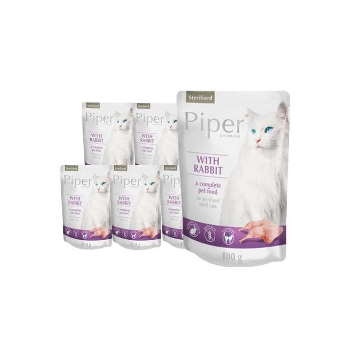 DOLINA NOTECI PIPER Animals Kaninchenfutter für Katzen nach der Sterilisation 10x100 g