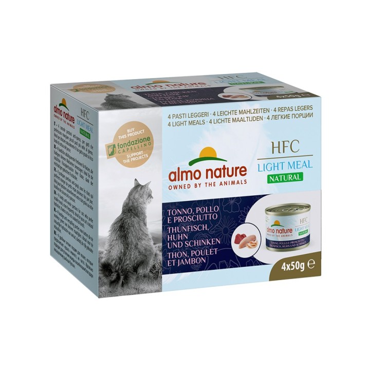 Sparpaket Almo Nature HFC Natural Light 24 x 50 g - Thunfisch, Huhn & Schinken