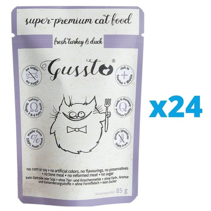 GUSSTO Cat Fresh Turkey &amp, Duck 24x85 g