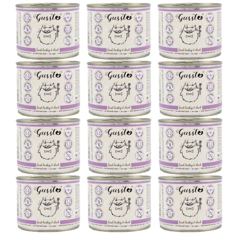 GUSSTO Cat Fresh Turkey &amp, Duck 200 g x 12