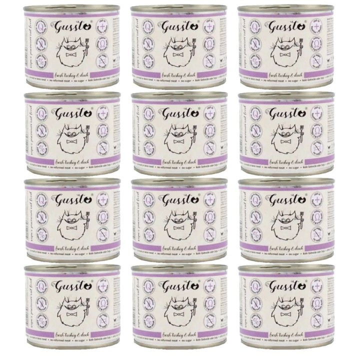 GUSSTO Cat Fresh Turkey &amp, Duck 200 g x 12