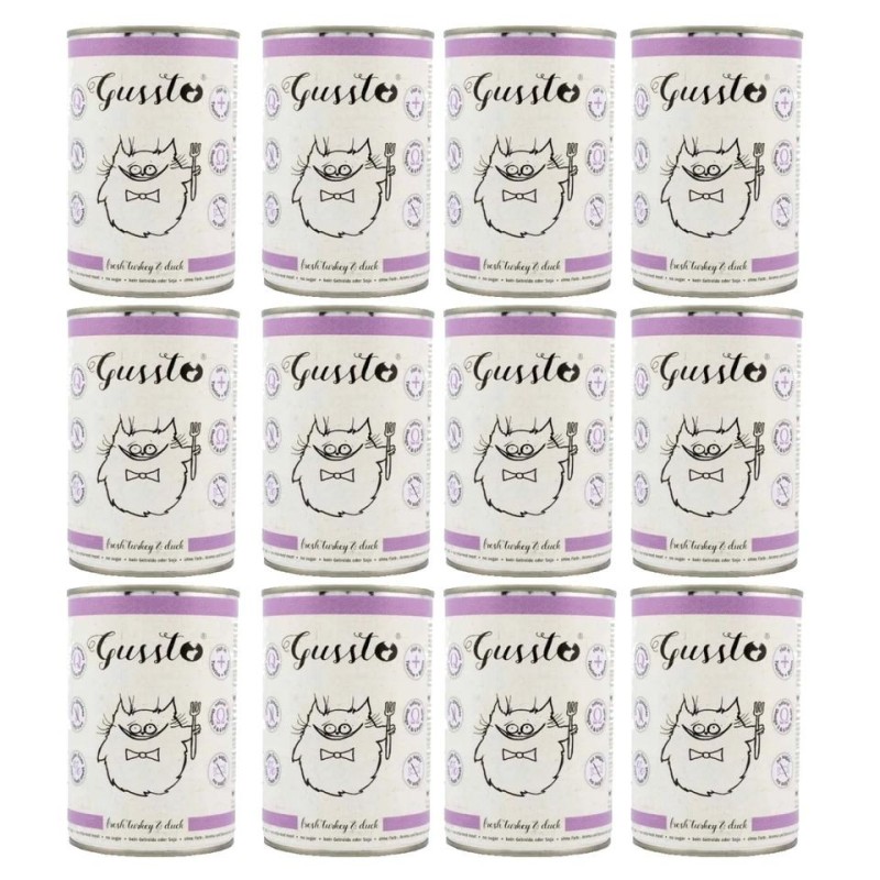 GUSSTO Cat Fresh Turkey &amp, Duck 12x400 g