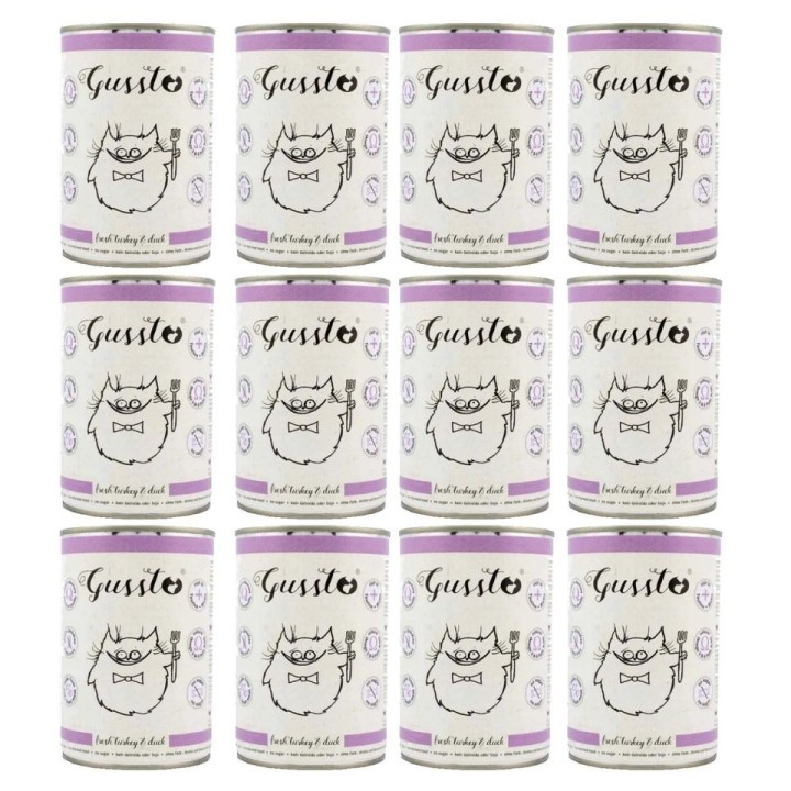 GUSSTO Cat Fresh Turkey &amp, Duck 12x400 g