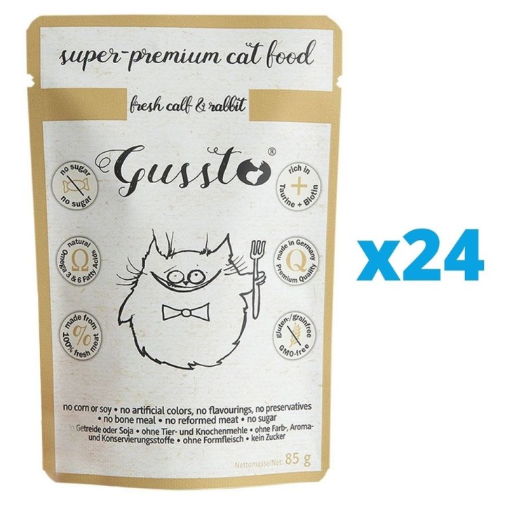 GUSSTO Cat Fresh Calf &amp, Rabbit 24x85 g