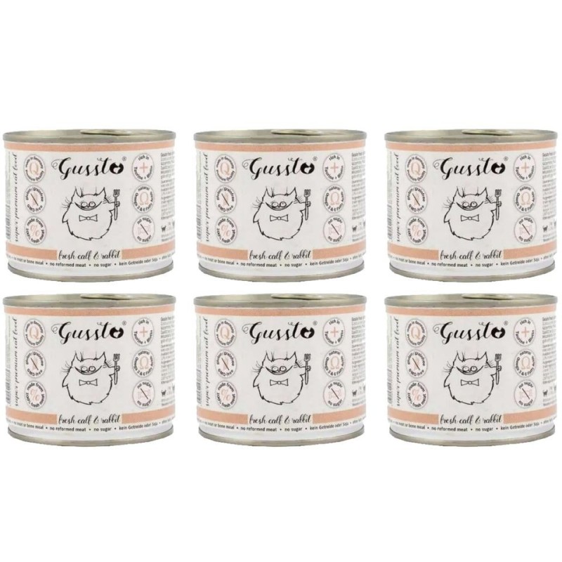 GUSSTO Cat Fresh Calf &amp, Rabbit 6x200 g