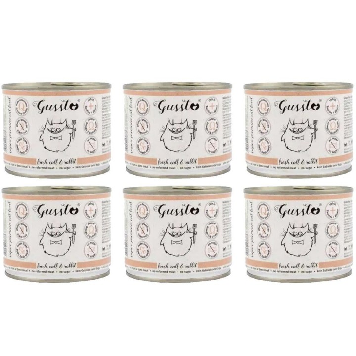 GUSSTO Cat Fresh Calf &amp, Rabbit 6x200 g