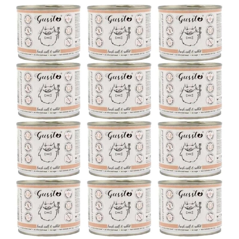 GUSSTO Cat Fresh Calf &amp, Rabbit 200 g x 12
