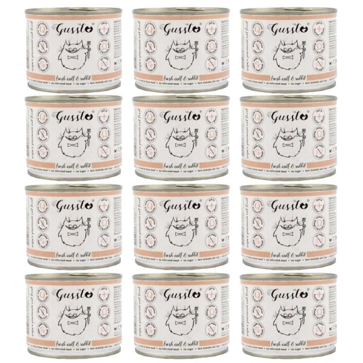 GUSSTO Cat Fresh Calf &amp, Rabbit 200 g x 12