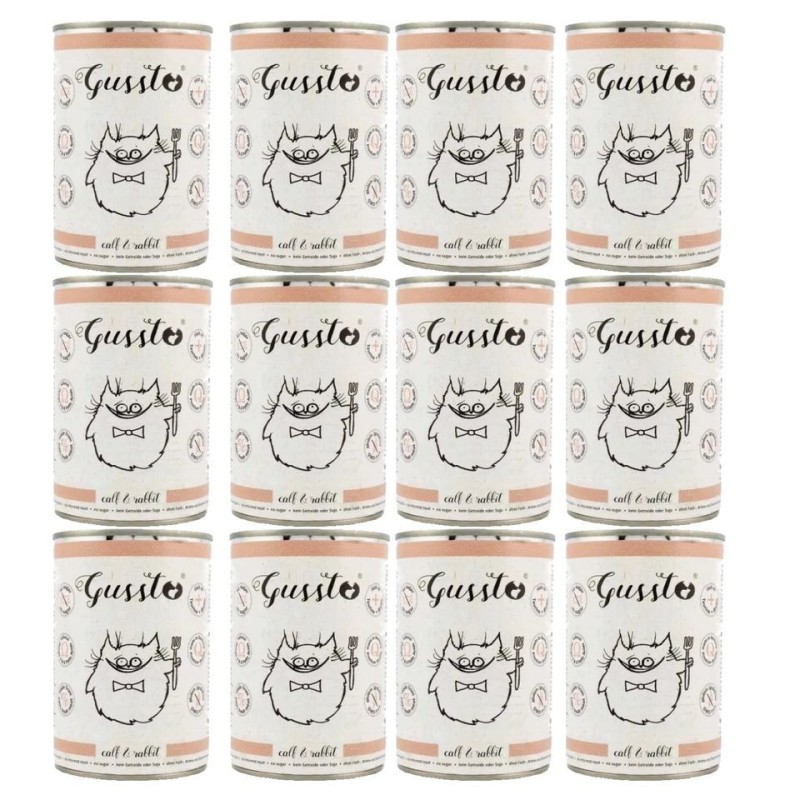 GUSSTO Cat Fresh Calf &amp, Rabbit 12x400 g