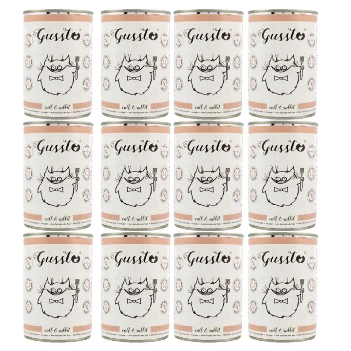 GUSSTO Cat Fresh Calf &amp, Rabbit 12x400 g