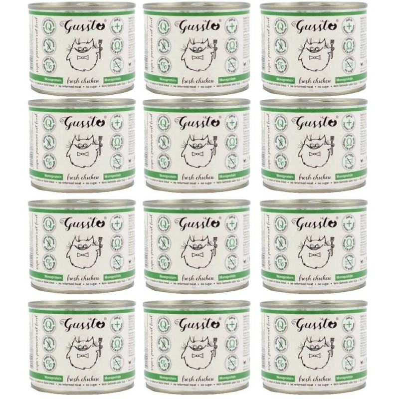 GUSSTO Cat Fresh Chicken FRISCHES HAEHNCHEN 12x200 g