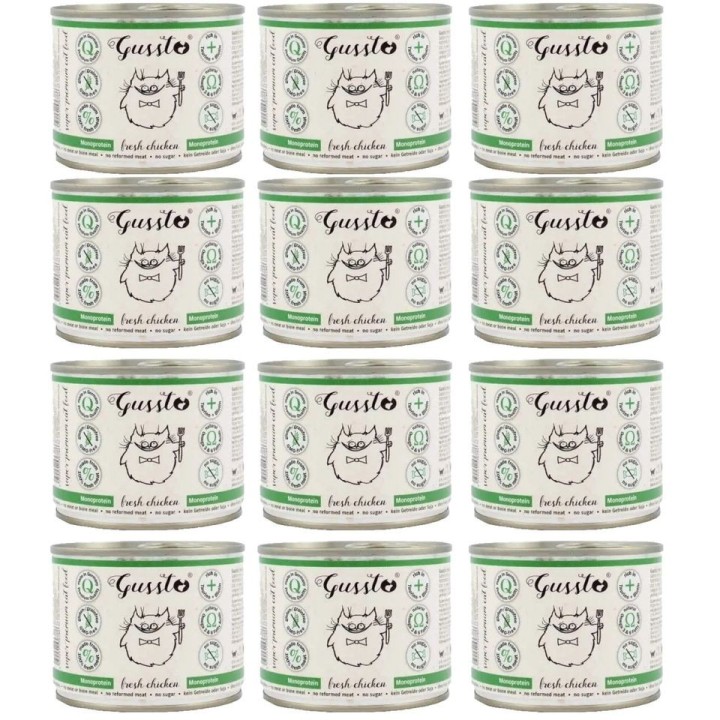GUSSTO Cat Fresh Chicken FRISCHES HAEHNCHEN 12x200 g