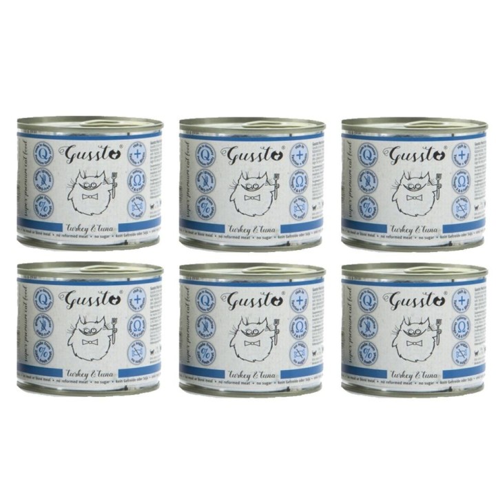 GUSSTO Cat Fresh Turkey&amp,Tuna FRISCHES TRUTHAHN UND THUNFISCH 6x200 g