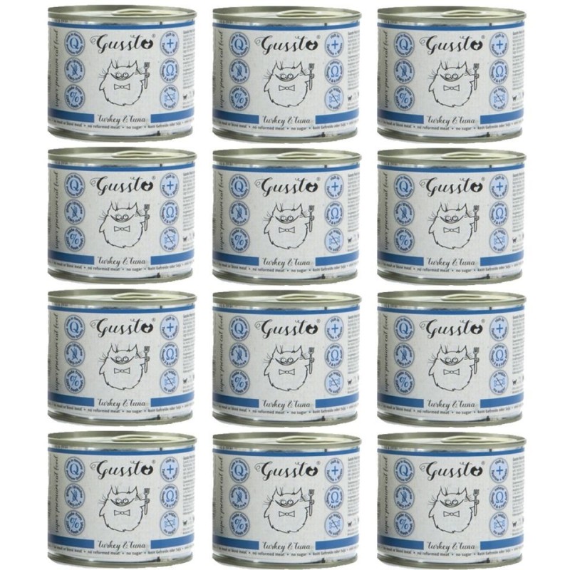 GUSSTO Cat Fresh Turkey&amp,Tuna FRISCHES TRUTHAHN UND THUNFISCH 12x200 g