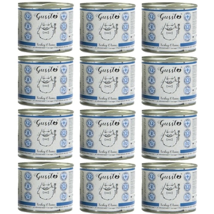 GUSSTO Cat Fresh Turkey&amp,Tuna FRISCHES TRUTHAHN UND THUNFISCH 12x200 g