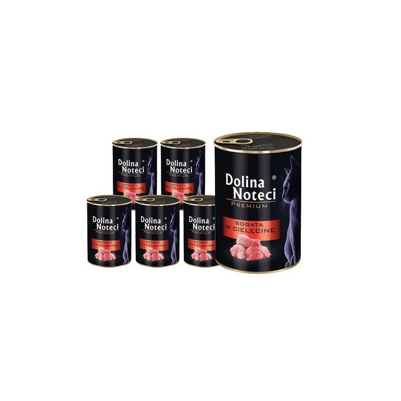 DOLINA NOTECI Premium Kalbfleisch reichhaltig für erwachsene Katzen 12x400g