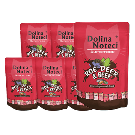 DOLINA NOTECI Superfood Reh und Rind 10x85g Katzennassfutter