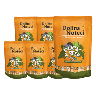DOLINA NOTECI Superfood Ente und Rindfleisch 10x85g Nassfutter für Katzen