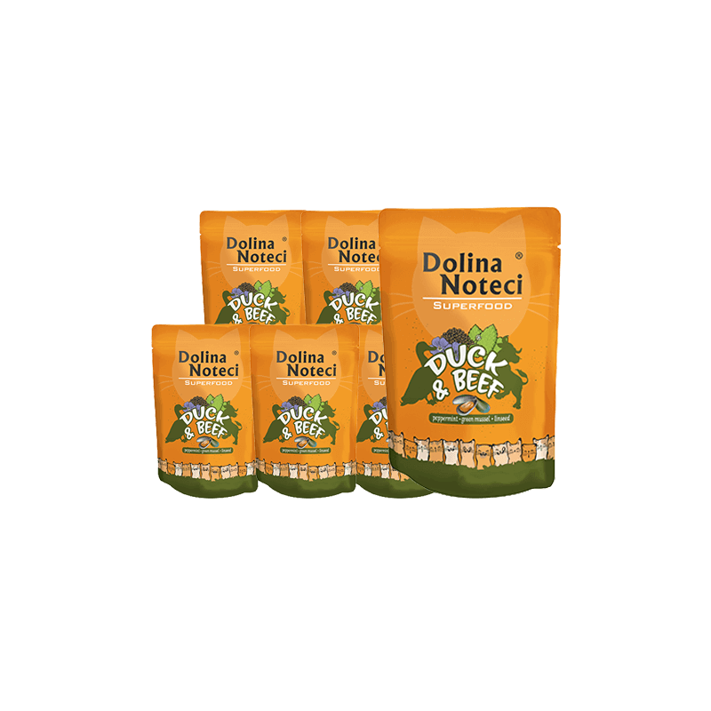 DOLINA NOTECI Superfood Ente und Rindfleisch 10x85g Nassfutter für Katzen