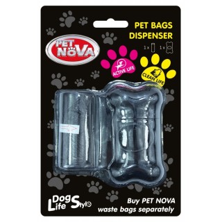 PET NOVA Kotbeutelspender + inklusive Rolle 20 St Schwarz