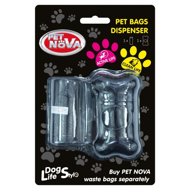 PET NOVA Kotbeutelspender + inklusive Rolle 20 St Schwarz
