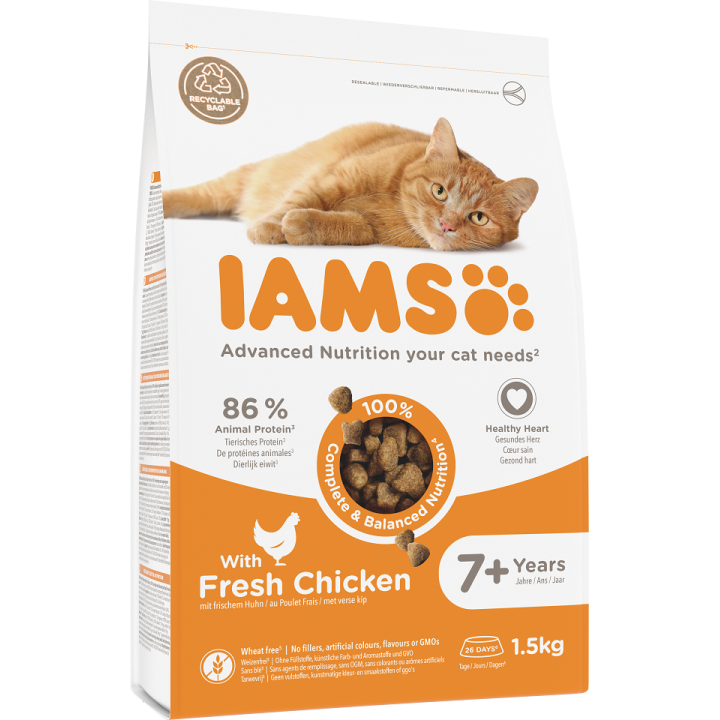 IAMS for Vitality Senior für ältere Katzen mit frischem Huhn 1.5 kg
