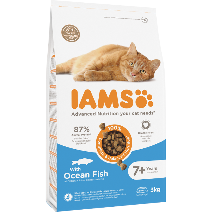 IAMS for Vitality Senior Cat Food with Ocean Fish 3 kg