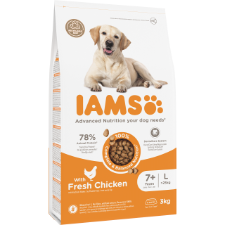 IAMS for Vitality Senior für ältere Hunde großer Rassen mit frischem Huhn 3 kg