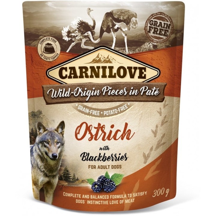 CARNILOVE Dog Paté Ostrich with Blackberries 300g