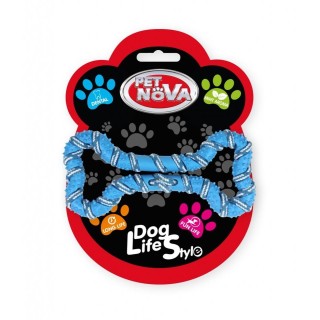 PET NOVA DOG LIFE STYLE Kauspielzeug Seil Knochen Minze Aroma 20cm Blau