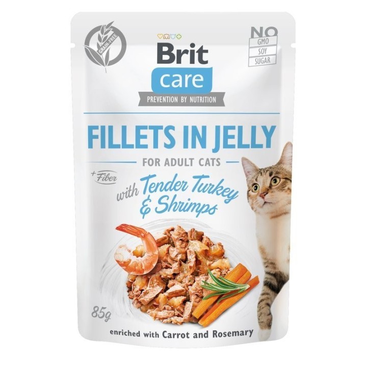 BRIT Care Adult Fillets in Jelly Tender Turkey &amp, Shrimps mit Pute und Garnelen 24 x 85 g
