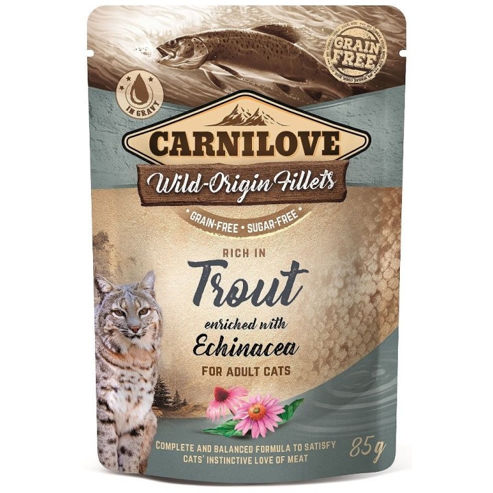 CARNILOVE Trout &amp, Echinacea 24 x 85 g Katzennassfutter Forelle und Echinacea