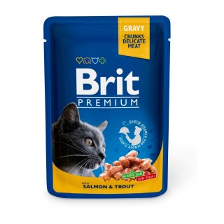 BRIT Premium Cat Adult Lachs und Forelle Katzentütchen 24 x 100g