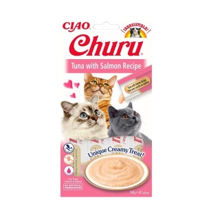 INABA Churu Cat cremiger Thunfisch und Lachs Katzenleckerli 56 g