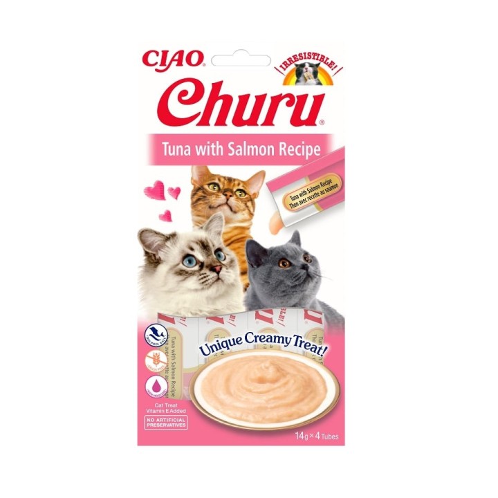 INABA Churu Cat cremiger Thunfisch und Lachs Katzenleckerli 56 g