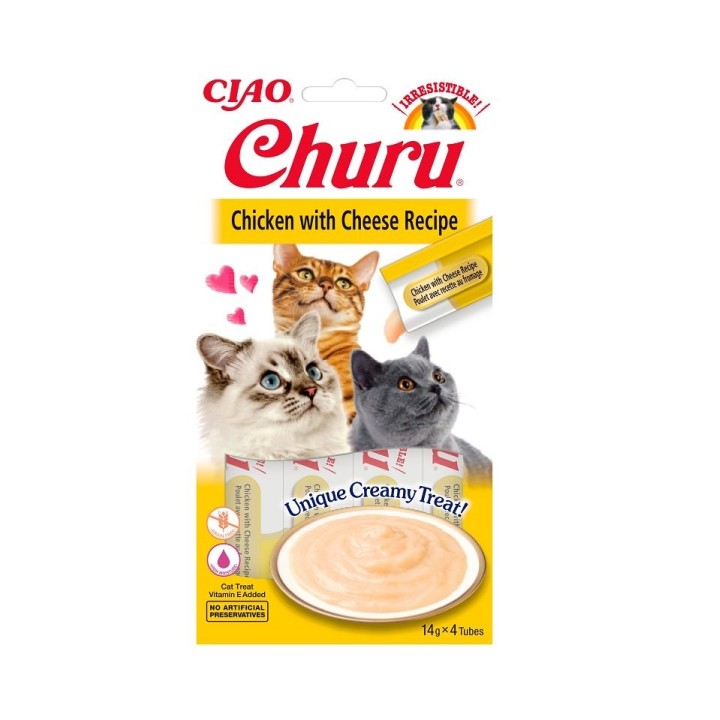 INABA Churu Cat cremiges Huhn und Käse Katzenleckerli 56 g
