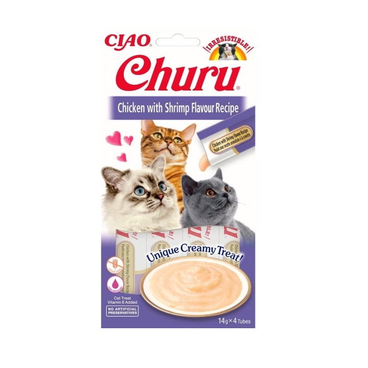 INABA Churu Cat Püree Huhn &amp, Garnelen 4 x 14g