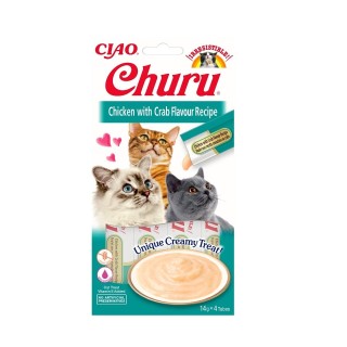 INABA Churu Cat cremiges Katzenleckerli mit Huhn und Krabben 56 g