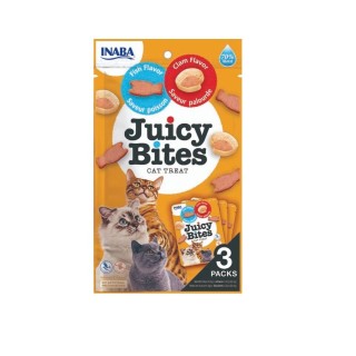 INABA Juicy Bites feuchte Fisch- und Muschel-Leckerbissen für Katzen 33,9 g (3x11,3 g)