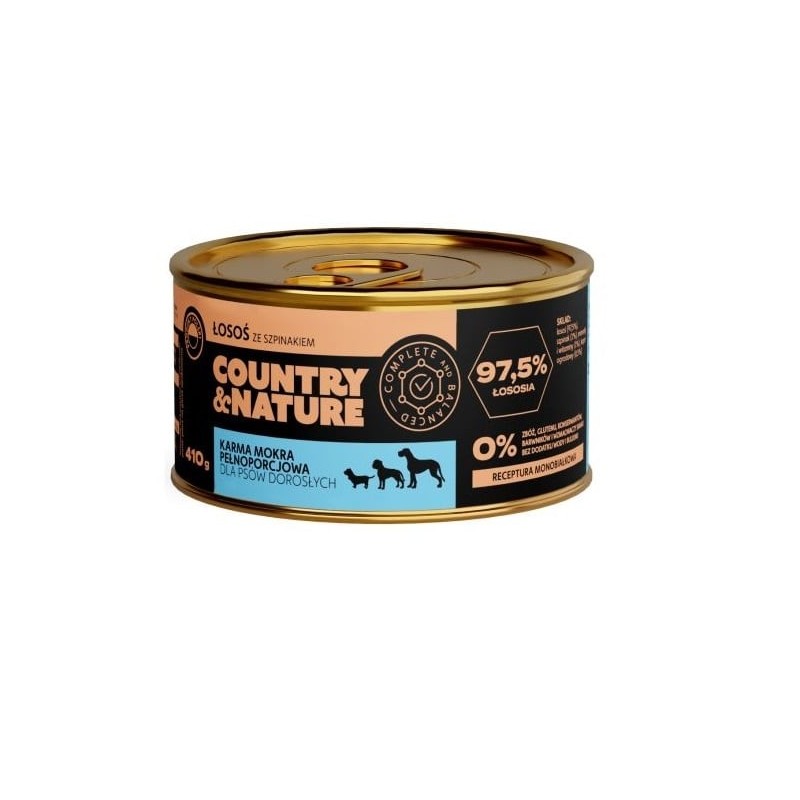 COUNTRY&amp,NATURE Körnerfreies Nassfutter Lachs mit Spinat 410 g