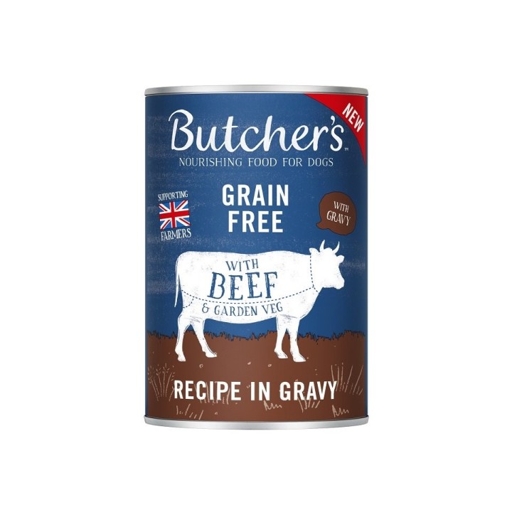 BUTCHER'S Original Rezept in Soße, Hundefutter, Teilstücke mit Rindfleisch in Soße, 400g