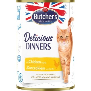 BUTCHER'S Delicious Dinners Katzenfutter, Hühnerstücke in Gelee 400g