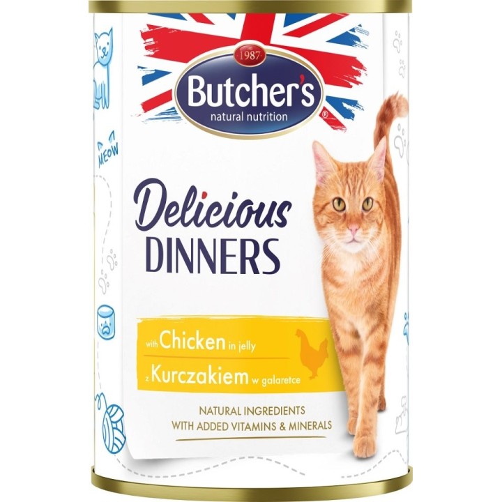 BUTCHER'S Delicious Dinners Katzenfutter, Hühnerstücke in Gelee 400g