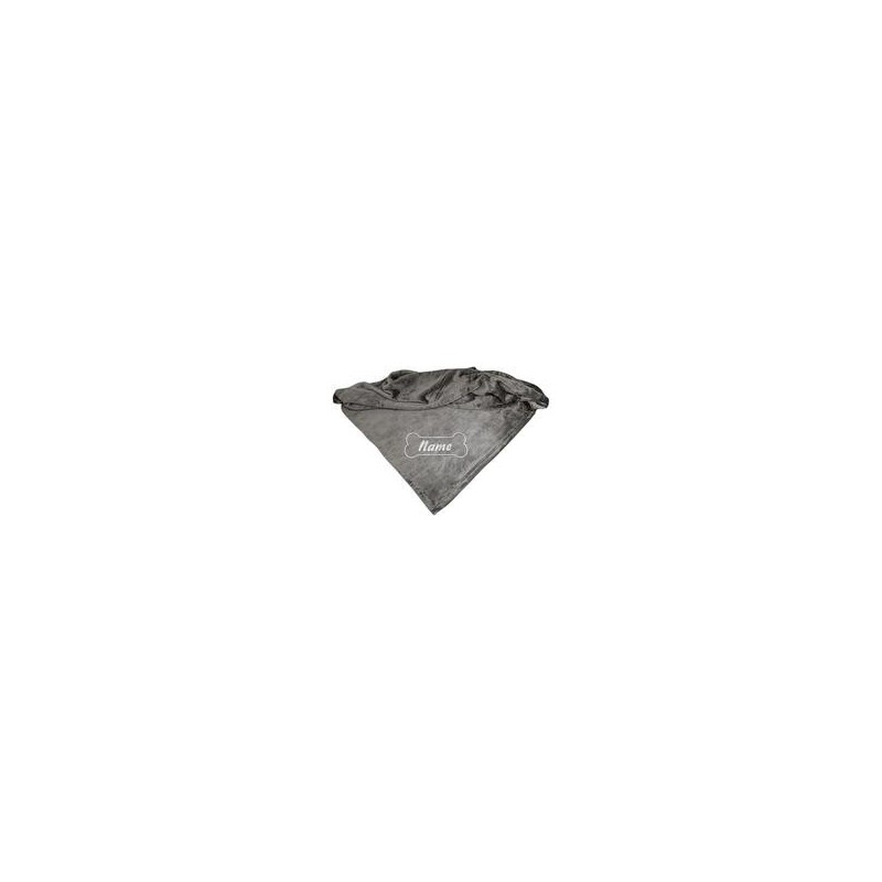 Schecker - Bestickte Mikrofaserdecke Premium [Silbergrau - Knochen mit Name]