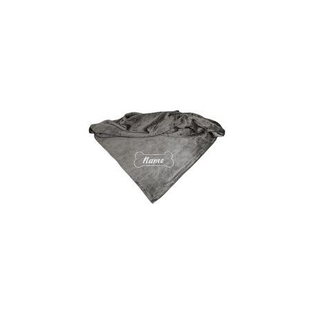 Schecker - Bestickte Mikrofaserdecke Premium [Silbergrau - Knochen mit Name]