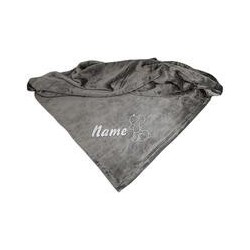 Schecker - Bestickte Mikrofaserdecke Premium [Silbergrau - Hund mit Name]