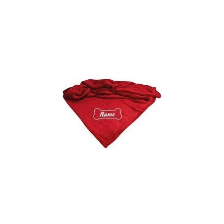 Schecker - Bestickte Mikrofaserdecke Premium [Rot - Knochen mit Name]